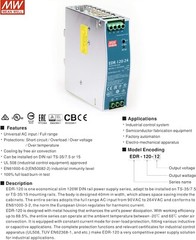 MEAN WELL – EDR-120-48 AC/DC DIN Rail Industrial Power Supply 48V 120W DC 2.5A