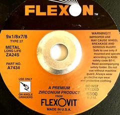 9 x 1/8 x 7/8″ TYPE 27 FLEXON ZIRCONIUM CUT GRINDING WHEEL -FLEXOVIT A7434 -USA