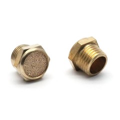 10Pcs Brass Sintered Bronze Breather Vent Flat Pneumatic Muffler Filter 1/8″ NPT