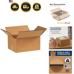 Partners Brand P864 Corrugated Boxes, 8″L x 6″W x 4″H, Kraft Pack of 25
