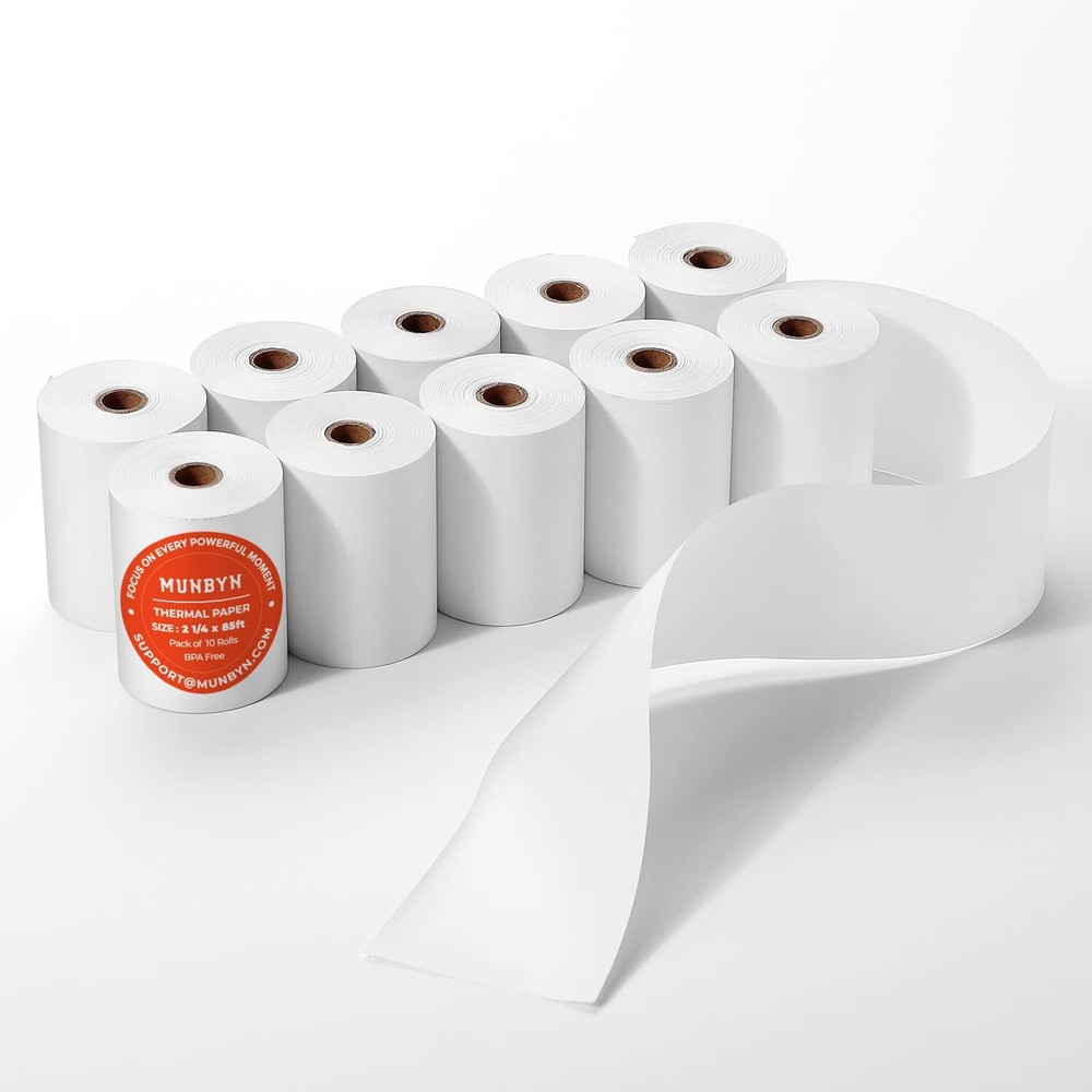 MUNBYN 2 1/4″ X 85′ Thermal Receipt Paper 10 Rolls Cash Register Paper Rolls …