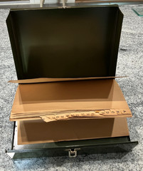 Vintage Asco Industrial Metal Book Storage Box w/Latch and Folder* Wear