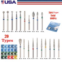100x Brocas de fresa de diamante para dentista dental Taladro FG 1,6 mm