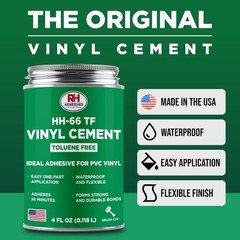 RH Adhesives HH-66 Industrial Strength Vinyl Cement Glue with Brush, 4 oz, Clear