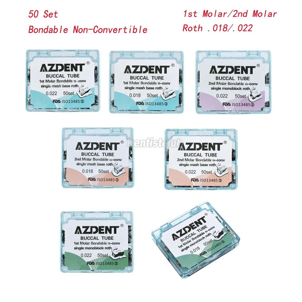 Dental Orthodontic Non-Convertible Bonding 1st 2nd Buccal Tubes Roth .018/.022
