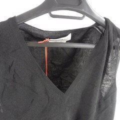 Alexander McQueen Top Womens Extra Fine Merino Wool Black Sleeveless V-Neck Sz M