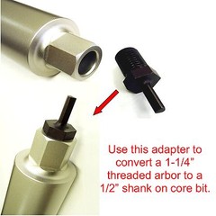 Core Drill Bit Adapter: 1-1/4” – 7 Threaded Male to 1/2” Shank
