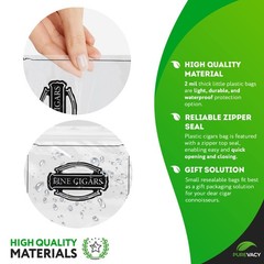 PUREVACY Poly Zipper Cigar Bag, 4 x 8 Inches. Pack of 100 Clear Plastic Bags for