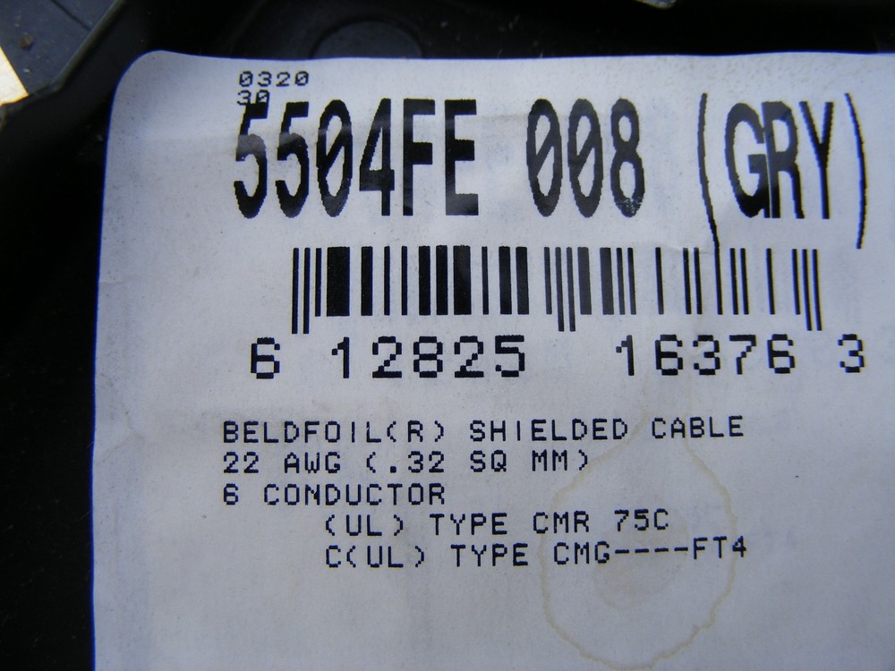 Belden 5504FE 008 New Generation Multi-Conductor Cable, 6 Conductor 22AWG Shield