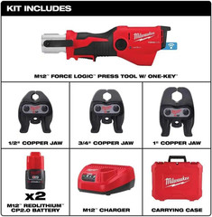 M12 FORCE LOGIC Press Tool Kit W/ ONE-KEY with 1/2″ – 1″ CTS-V Jaws by