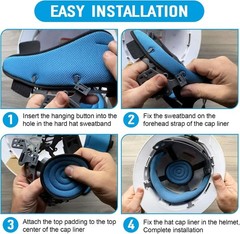 4pcs HardHat Top Pads & Sweatbands for Safety Helmet Washable/Reusable