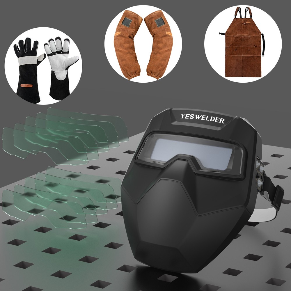 Auto Darkening Welding Goggles 4/5-9/13 TIG MIG ARC+Gloves+Apron+Lens+Sleeves