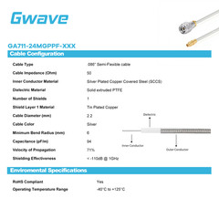 2.4mm Male to GPPO Female .086″ Semi-flexible Coax Cable, DC-50GHz