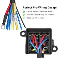 12V Pre-Wired Fuse Relay Box 4-Pin 80A Relay Block and Kit 2 Relays and 6 ATC