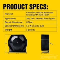 Siren Speaker Compact 200W Aluminum Wall Mount Outdoor Waterproof Portable