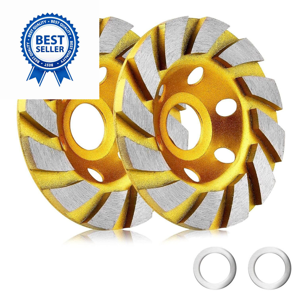 2 Pieces 4 Inch Concrete Stone Ceramic Turbo Diamond 4 inches, Yellow