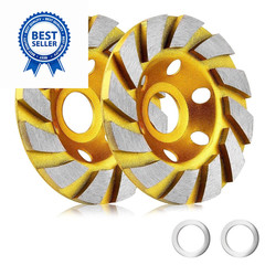 2 Pieces 4 Inch Concrete Stone Ceramic Turbo Diamond 4 inches, Yellow