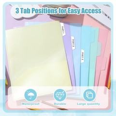 Fuutreo 12 Pcs Plastic Folders with 2 Pockets & Clear 2 Pockets, Pastel