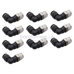 (Qty10) 1/4″ OD Tube X 1/4″ NPT Pneumatic Elbow, Push To Connect Air Fitting