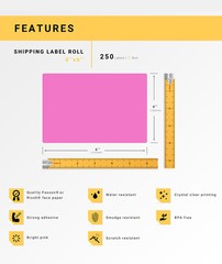 ZEBRA 4×6 PINK 4″ x 6″ Direct Thermal Labels – 1″ Core (11) Rolls/250