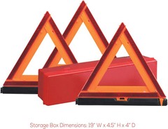 Deflecto Brand Made in USA Emergency Warning Triangle Kit with 3 Warnings – Red