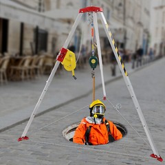 Safety Confined Space Tripod Adjustable 5.2-8ft Legs Rescue Tripod 2600lb Winch!