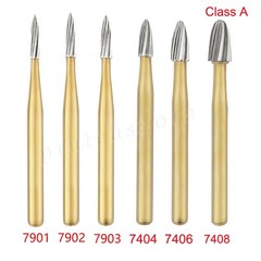 10*Tungsten Carbide Gold Burs Trimming Finishing FG7901 /7902/ 7406 /7408 Dental