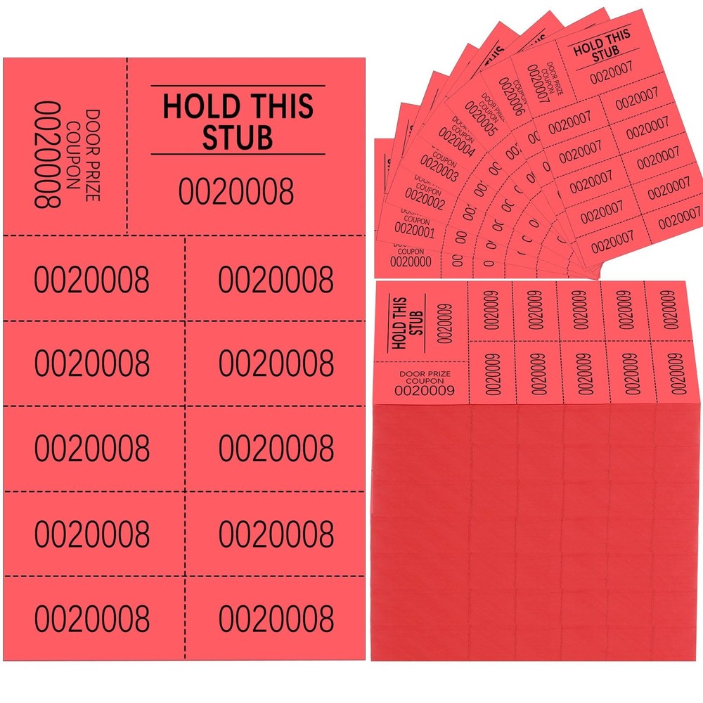 Kosiz 1000 Sheets Raffle Tickets 10 Bid Numbers Per Sheet Colored Raffle