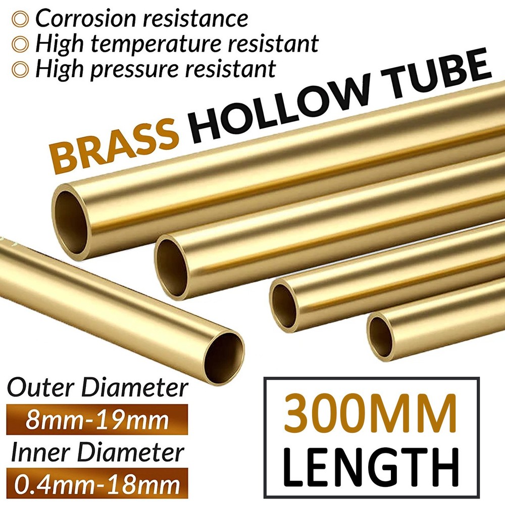 Brass Hollow Tube 0.8mm 0.9mm 1mm 2mm 3mm 4mm 5mm 6mm 7mm-19mm O.D Length 300mm