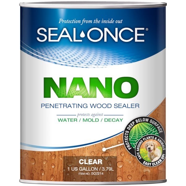 Seal-Once Nano Penetrating Wood Sealer – Premium Waterproof Quart, Clear