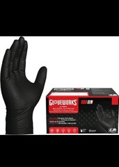 Box of 10 GLOVEWORKS Industrial Black Disposable Nitrile Gloves 6 Mil L Large