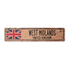 WEST MIDLANDS UNITED KINGDOM Vintage Street Sign British Britons Brits flag city