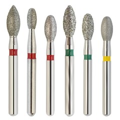 10 Pcs Dental Diamond Burs FG Round End Taper Pear Football Fine Coarse Grit
