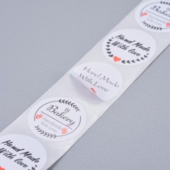 Hand Made with love labels stickers 500 each per roll Great for Orders