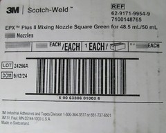 5-PACK 3M SCOTCH-WELD EPX II EPOXY MIXING NOZZLES SQUARE GREEN FOR 48.5ML/50ML