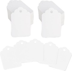 jijAcraft 1000Pcs Price Tags, White Clothing Tags Scalloped Head, White-blank