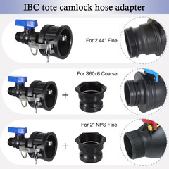 IBC Tote Hose Adapter, 2″ Cam Lock Adapter for 275-330 Gallon IBC Tote Tank with