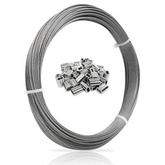 1/16 Wire Rope, 100FT 304 Stainless Steel Cable with 50Pcs Crimp Sleeves,