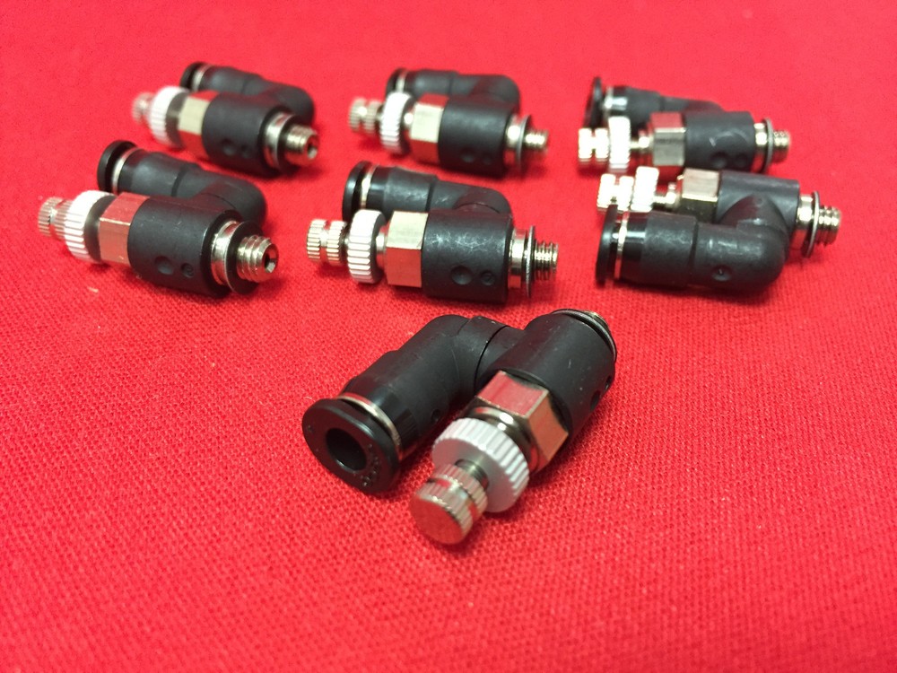 LOT OF 7 PISCO SPEED CONTROLLER WITH 4MM/ 5/32 ELBOW