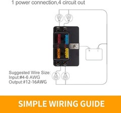 Heavy Duty 4-Way Fuse Block Holder with LED Indicator & 12 Blade Fuses Included
