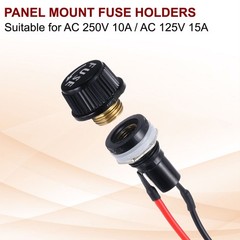 5 Pcs Panel Mount Fuse Holder 5x20mm AC 250V 10A Screw Cap Fuse Holders