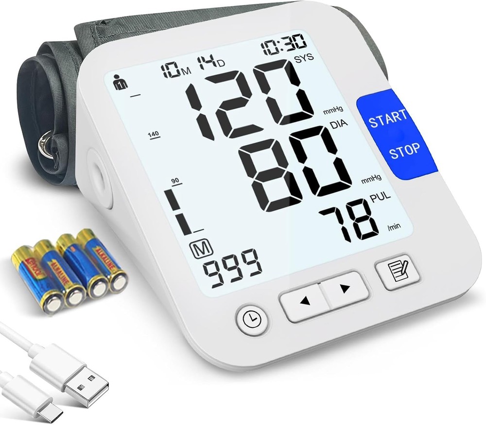 Upper Arm Blood Pressure Monitor Medium To XL Cuff Digital BP Machine 2 User LCD