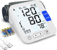 Upper Arm Blood Pressure Monitor Medium To XL Cuff Digital BP Machine 2 User LCD