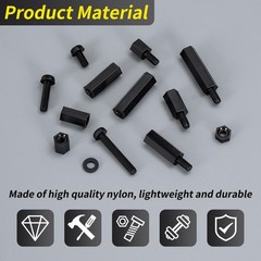 580 PCS M3 Black Nylon Standoff Kit with Spacers, Screws, and Nuts M3, black