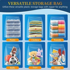 8 Pack 10 Gallons Extra Large Storage Bags 24″x20″x7″ Resealable Plastic Stor…