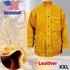 Heavy Duty Welding Jacket 2xl Heat Flame Resistant Cowhide Work Coat Welder Gift