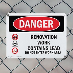 (2 Pack) Renovation Work Contains Lead Do Not Enter OSHA Danger Sign Decal Metal