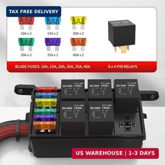 RVBOATPAT 12V Fuse Relay Box 6 Way Relay Fuse Box Pre-Wired Waterproof Relays Bo