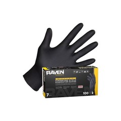 SAS Safety Raven Powder-Free Nitrile 7mil Black Glove 100-Box #66518