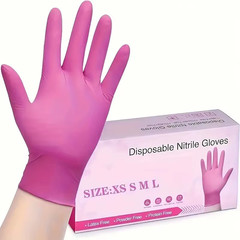 20/100PCS Pink Nitrile Disposable Gloves Latex Free Cleaning Gloves for Kitchen